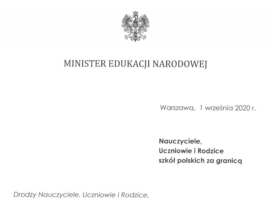 List MEN z okazji nowego roku szkolnego