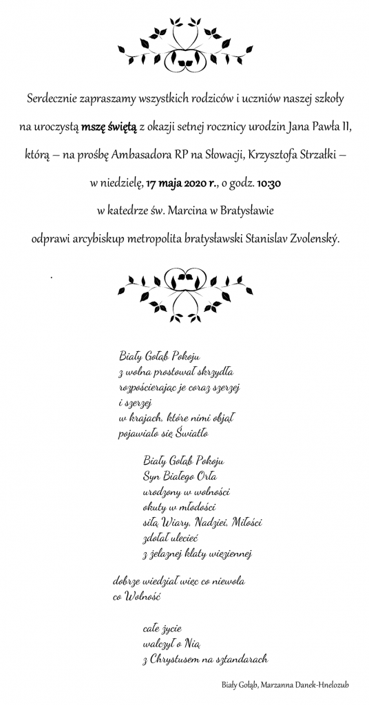 Uroczysta msza święta z okazji 100. rocznicy urodzin Jana Pawła II