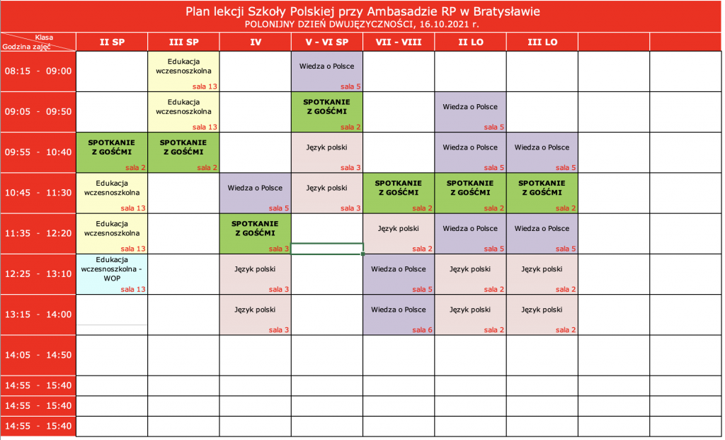 Uwaga! Zmieniony plan lekcji 16.10.2021!