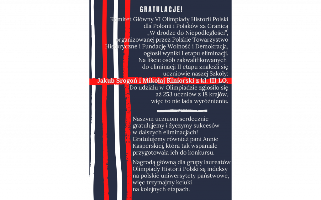Nasi uczniowie na VI Olimpiadzie Historii Polski
