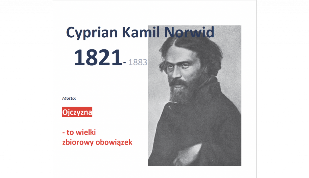 Rok 4 pisarzy. Prezentacja poświęcona Cyprianowi Kamilowi Norwidowi