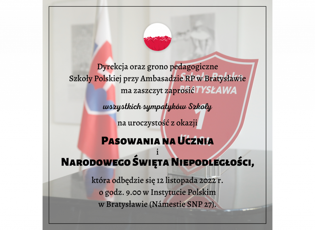 Uroczystość Pasowania na ucznia i Narodowego Święta Niepodległości – informacje