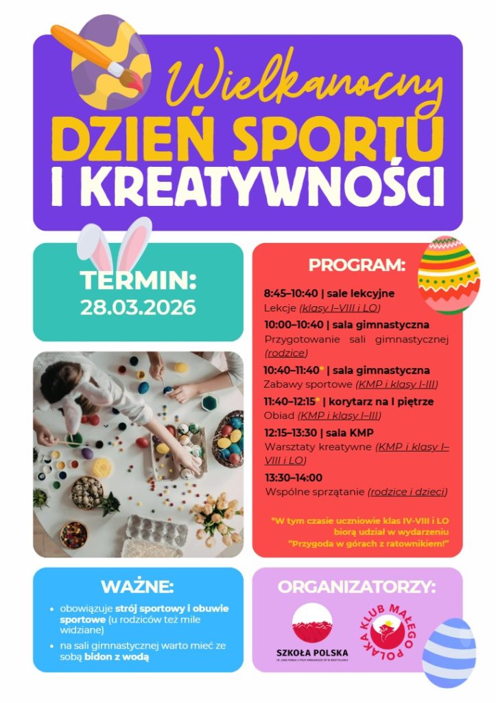 Zapraszamy na Wielkanocny Dzień Sportu i Kreatywności
